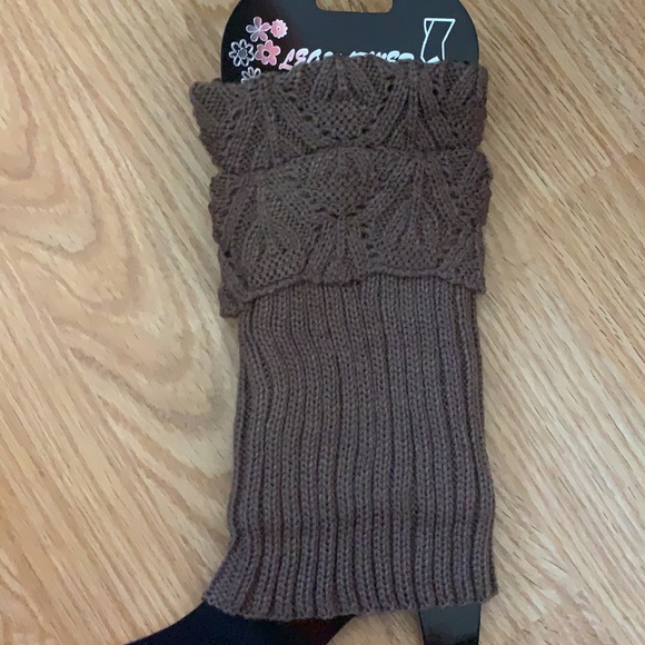 Knit leg warmers/boot cuffs-Brown - Picture 1 of 6
